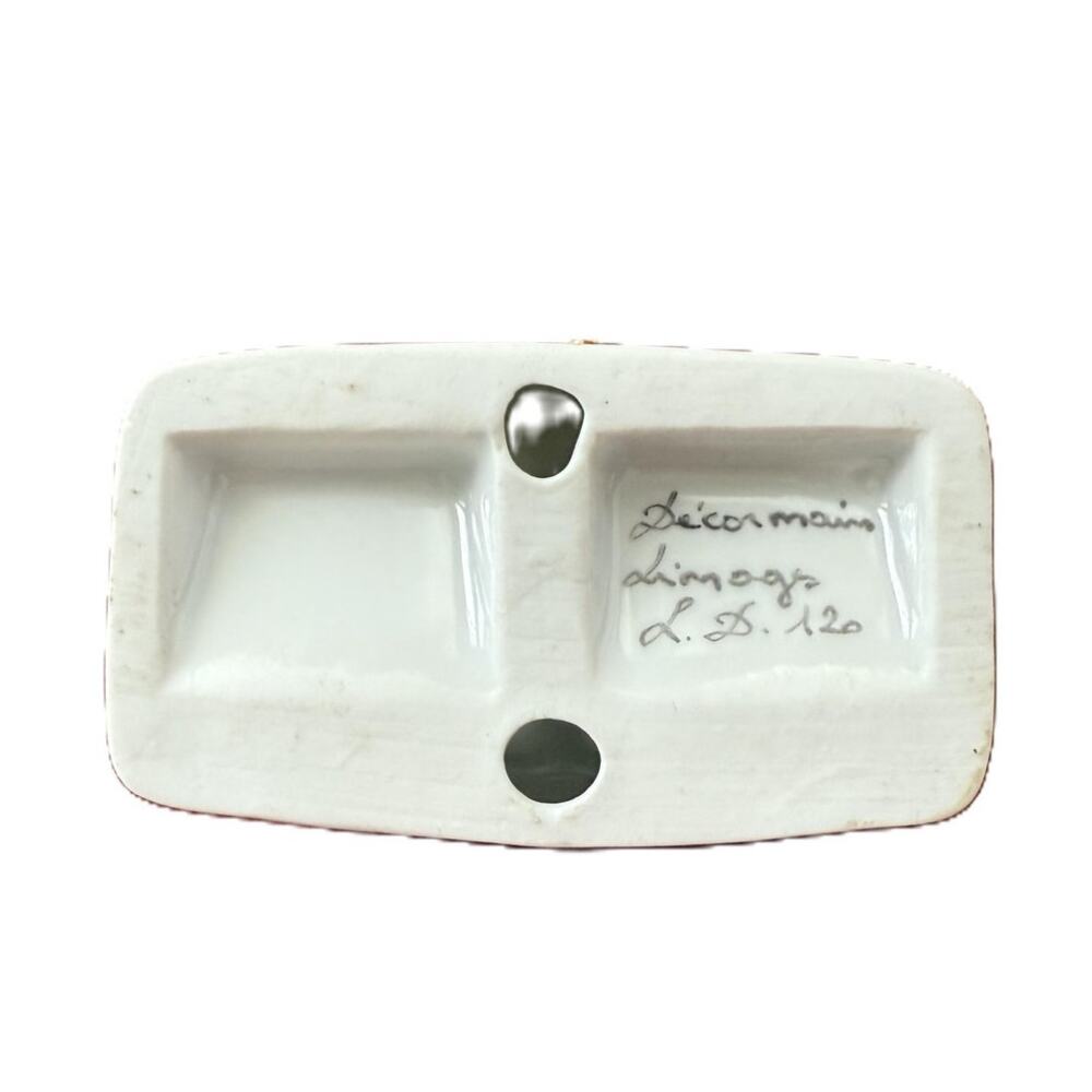 Vintage Limoges Hand-Painted Porcelain Stamp/Trinket Box – Dual Compartment - Picture 5 of 9